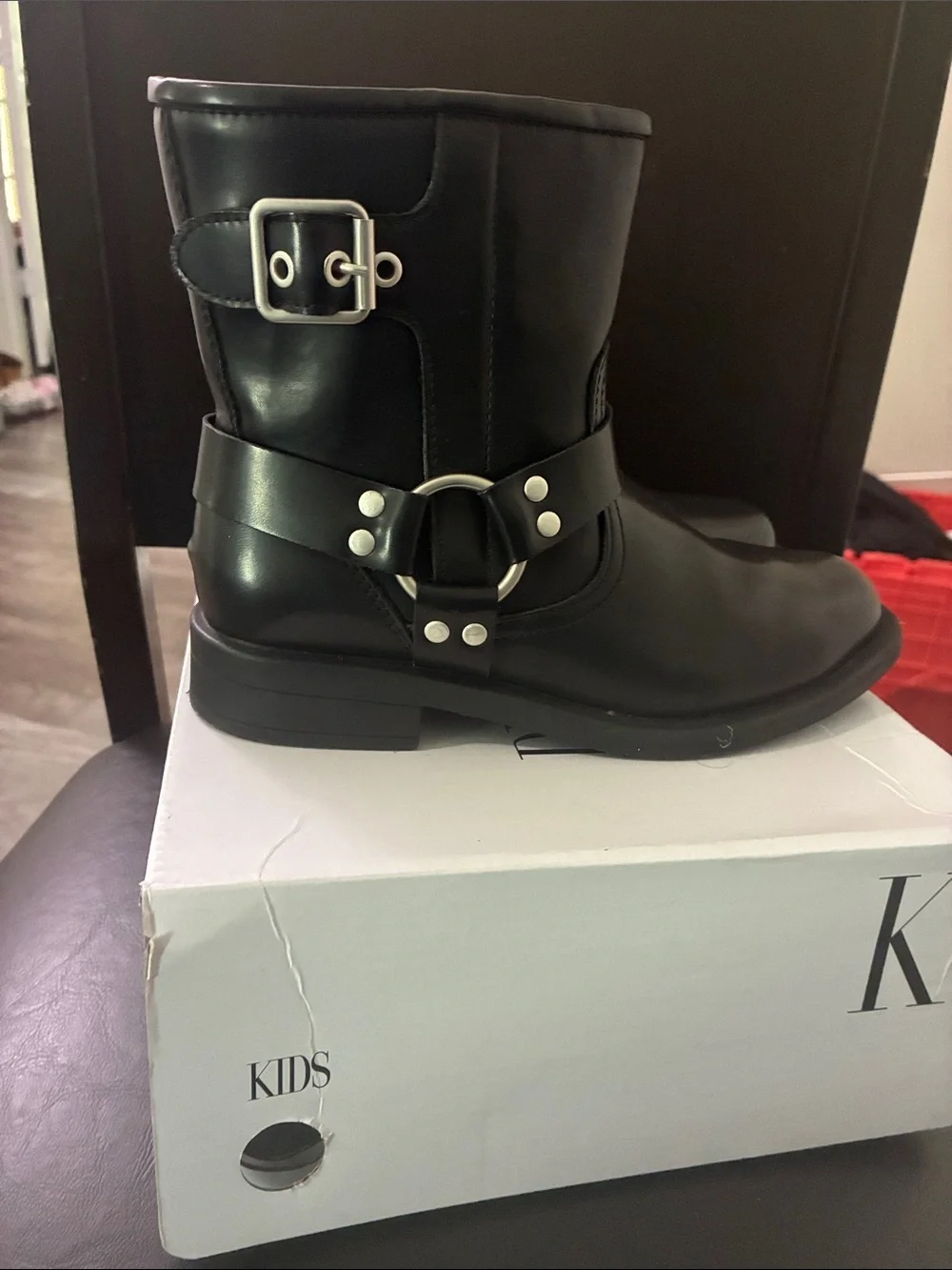 Dream Pairs Black Kids Harness Boots